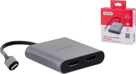 Unitek V1404B / Adaptér / USB-C na 2x HDMI / 4K / MST