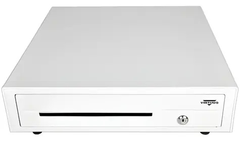 Virtuos C420D bílá / Pokladní zásuvka / s kabelem / kovové držáky / 9-24V