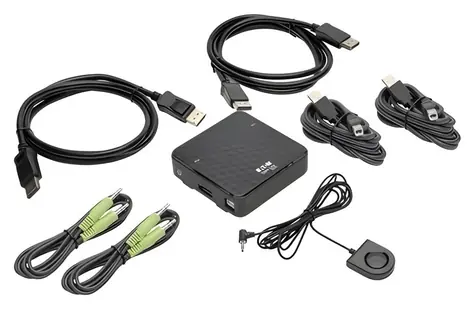Eaton B004-DP2UA2-K černá / KVM přepínač / 2x DisplayPort / 4K 60Hz / USB Hub / Audio