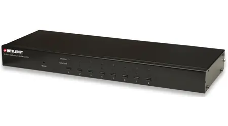 Intellinet KVM přepínač 8/1 černá / KVM switch / USB / PS/2 / 8 portů / 19