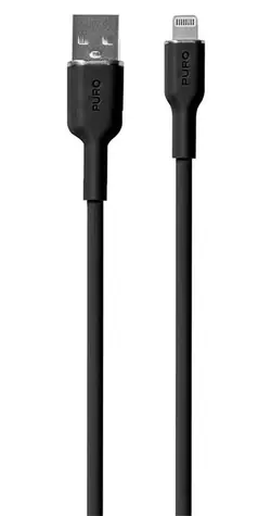 Puro Soft černá / Datový kabel USB-A - Lightning / silikonový / 1,5 m