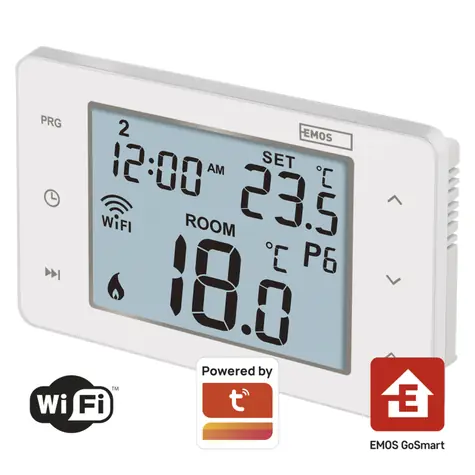 EMOS GoSmart P56201 bílá / Termostat / WiFi / drátový / programovatelný / TUYA