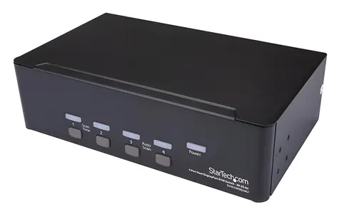StarTech 4-portový Dual-Monitor KVM černá / KVM přepínač / DisplayPort / 4K 60Hz / USB Hub