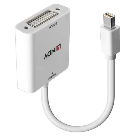 Lindy Mini DisplayPort na DVI-I / Redukce / 1920x1200 px / HDCP 1.4/2.2 / 0,18 m