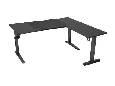 Genesis Holm Modular 160 Corner RGB černá / Herní stůl / rohový / D:160cm / V:70-90cm / LED podsvícení