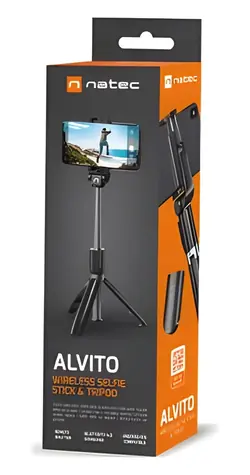 Natec Alvito BT 4.0 černá / Selfie tyčka - tripod / Bluetooth 4.0