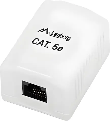 Lanberg OU5-0001-W bílá / Zásuvka / CAT.5E / RJ45 / Na omítku
