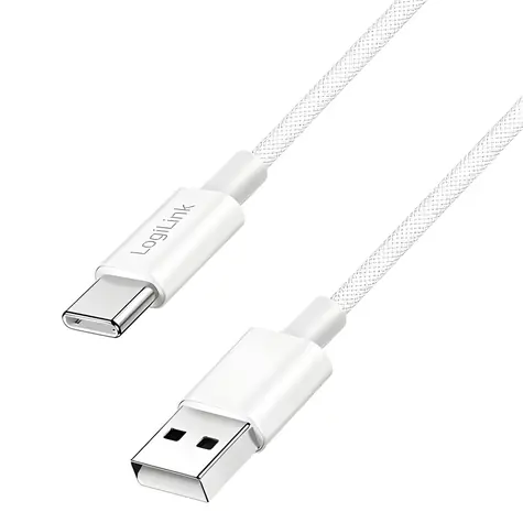 LogiLink USB-A - USB-C bílá / Nylonový kabel / USB 2.0 / 60 W / 1,5 m