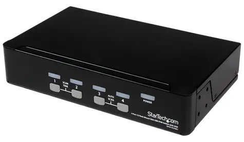 StarTech KVM switch 4 porty USB / KVM switch / 1U rack / 1920 x 1440 px / černá