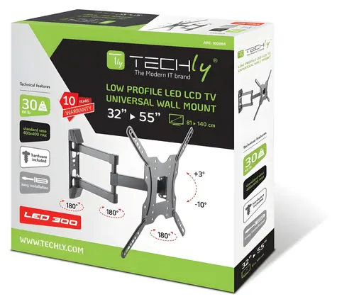 Techly ICA-PLB-136E černá / Nástěnný držák pro TV / 32-55