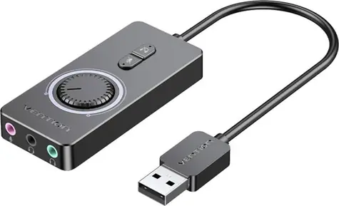Vention Externí zvuková karta USB / Zvuková karta / line-in / line-out / 16bit / 44,1–48 kHz / 1 m
