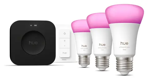 Philips Hue Bridge Pro + 3x E27 + Dimmer switch / Startovací sada chytrého osvětlení / Zigbee/Bluetooth