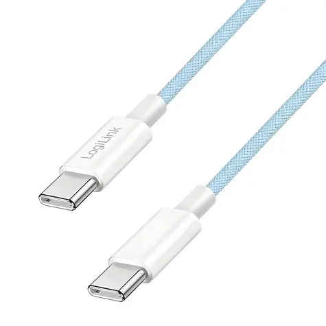 LogiLink USB-C - USB-C modrá / Nylonový kabel / USB 2.0 / 60 W / 1,5 m