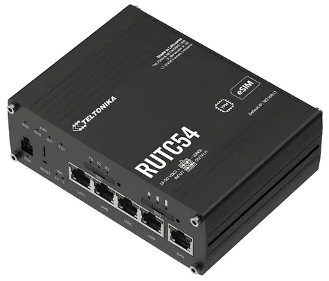 Teltonika RUTC54 / Router industriální / 5G / Wi-Fi 6 / Dual SIM & eSIM / 1x LAN / 4x WAN
