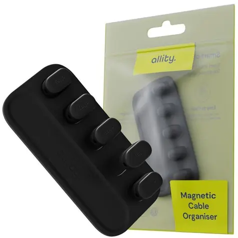 Allity ASA-410 černý / Organizér kabelů / Silikon / Magnetické uchycení / Samolepicí 3M