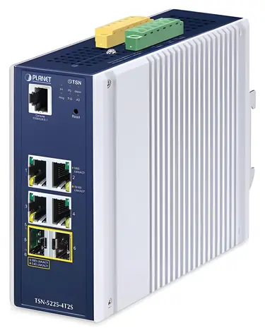 PLANET TSN-5225-4T2 / Switch průmyslový / Managed L2+ / TSN / 4x GbE RJ-45, 2x SFP / DIN, IP30