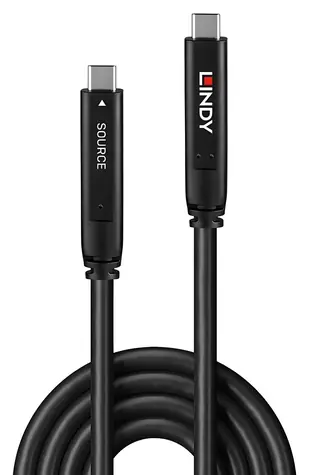 Lindy USB-C - USB-C 15m černá / Kabel / USB 3.2 Gen 1 / DisplayPort 1.4 / PD 60W / 5 Gbit/s