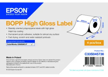 EPSON BOPP Gloss Label / pro ColorWorks CW-C6500 / role 203mm x 68m