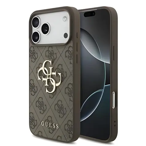 Guess PU 4G Metal Logo pro iPhone 18 Pro Max hnědá / Zadní kryt / Umělá kůže / Kovové logo