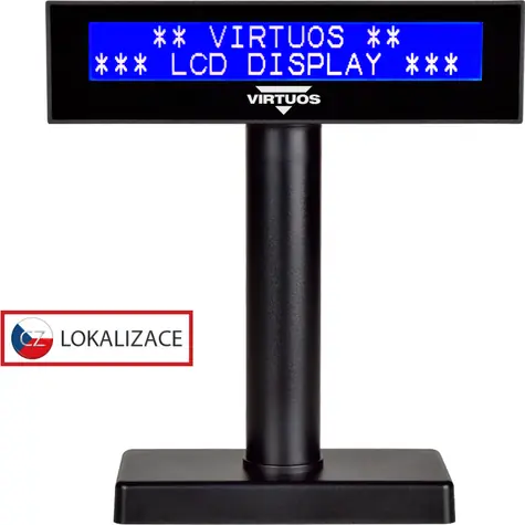 Virtuos FL-2026MB / Zákaznický displej / 2x20 znaků / RS-232 / černý