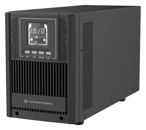 Conceptronic UPS Online Tower 1800W černá / UPS / Online (dvojitá konverze) / 2 kVA / 4x Schuko / LCD displej / USB