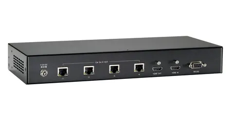 LevelOne HDMI Cat5 AV vysílač černá / AV vysílač / 4x RJ45 / 4K / 100 m / PoE / HDCP