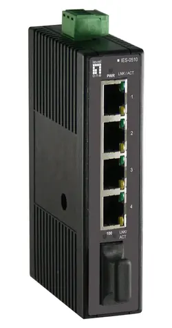 LevelOne Industriální switch 4x FE, 1x SC MM 2 km / Switch / Neřízený / DIN lišta / 12-48 V / IP30