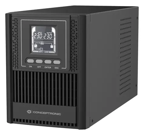 Conceptronic UPS Tower 1000VA online černá / UPS / Online / 900 W / 4x IEC / LCD