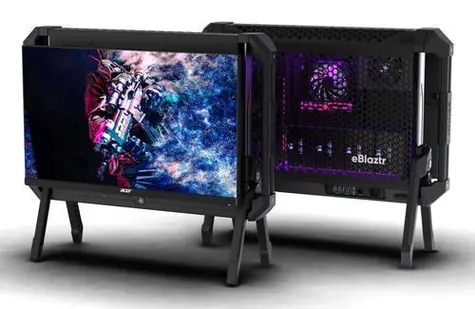 eBlaztr PC skříň černá matná / Skříň PC / Mini-ITX / SFX zdroj / VESA 100x100 / přenosná