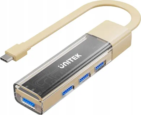Unitek USB Hub krémová / USB-C + USB-A / 5 Gbps / obousměrný