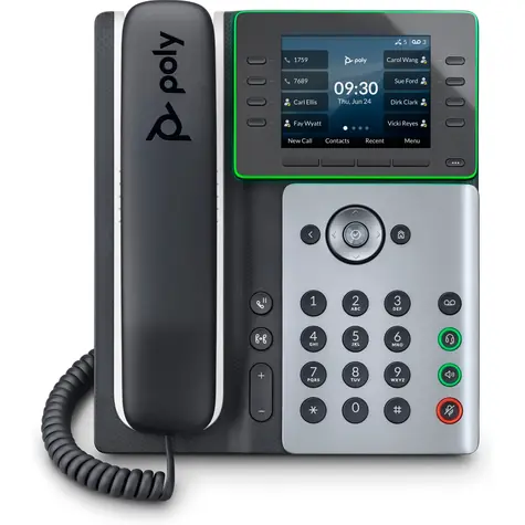 Poly Edge E300 černá (82M92AA) / IP telefon / 3,5palcový displej / PoE / USB-C / 2x RJ-45
