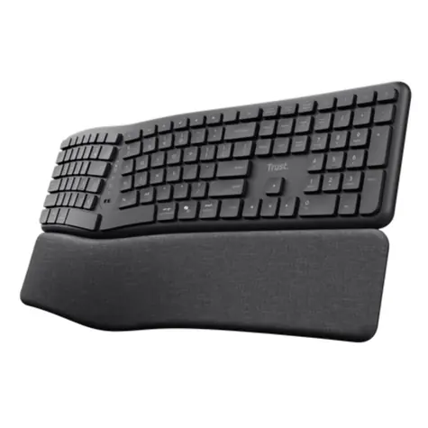 Trust Keyra černá / Ergonomická bezdrátová klávesnice / membránová / Bluetooth + RF / US Layout