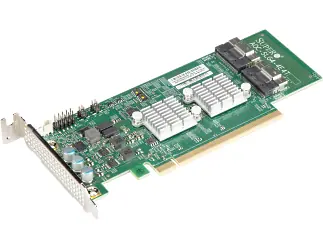 Supermicro AOC-SLG4-4E4T / Řadič / 4x NVMe Gen4 / 2x SFF-8654-8i / PCIe x16 Gen4 LP