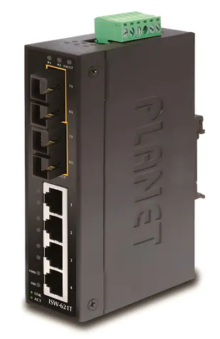 Planet ISW-621T / Switch průmyslový / 4x 10/100 RJ-45 / 2x 100FX SC MM / DIN / 48VDC / -40 až 75 °C