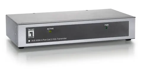 LevelOne VGA Cat5 AV vysílač / AV vysílač / 300 m / 4× RJ45 / až 2048 × 1536 px