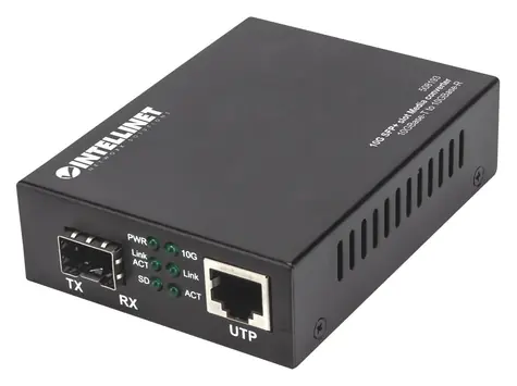 Intellinet 10G Medienkonvertor RJ45-SFP+ / Konvertor médií / 1x RJ-45 / 1x SFP+ / 10 Gbit/s / IEEE 802.3u