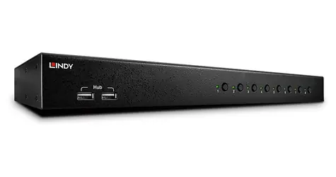Lindy KVM Switch Pro 8 Port černá / KVM přepínač / DVI-I Single Link / USB 2.0 / Audio / max. 1920x1200