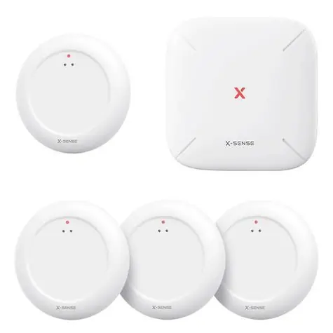 X-Sense SWS0A41 / Senzor úniku vody / základnová stanice + 4x senzor / Wi-Fi / dosah 500 m / IP67