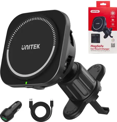 Unitek P1403A / Autonabíječka / bezdrátové nabíjení / USB-C / USB-A