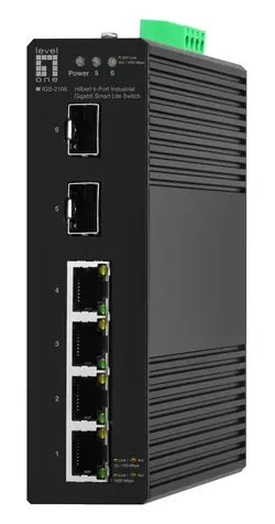 LevelOne IGS-2106 Hilbert / Průmyslový switch / 4x GE / 2x SFP / Managed L2 / IP30 / DIN lišta