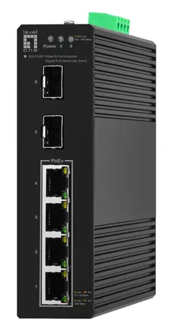 LevelOne Hilbert IGS-2106P / Průmyslový switch / Managed / 4x GE PoE+ / 2x SFP / 68W PoE / DIN