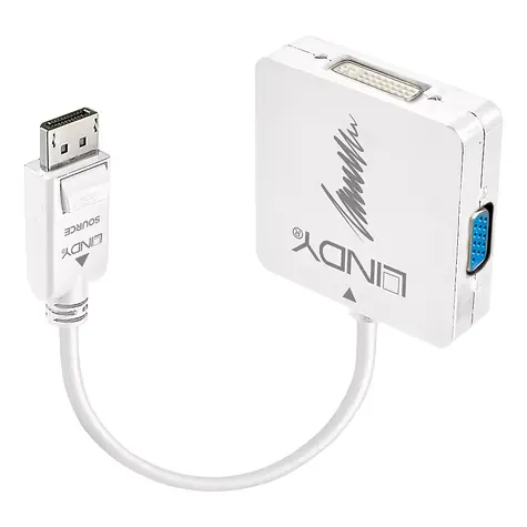 Lindy DisplayPort adaptér HDMI+DVI+VGA černá / Adaptér / DisplayPort na HDMI, DVI, VGA / 4K30Hz (HDMI)