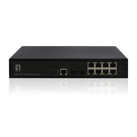 LevelOne GEL-1061 / Switch / 8x Gigabit RJ45 / 2x SFP / Managed L2 / 19
