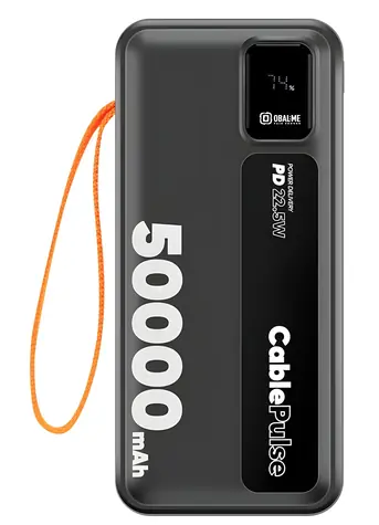 Obal:Me CablePulse 50000mAh 22,5W černá / Powerbanka / integrované kabely / USB-C / USB-A