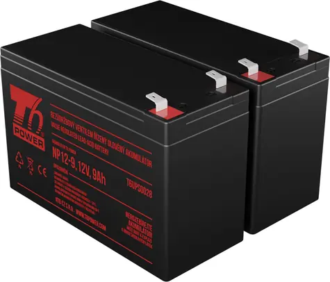 T6 Power RBC124, RBC142, RBC177, RBC109, RBC33 / Baterie pro UPS / 2x 12V 9Ah / pro APC, Fortron, Eaton