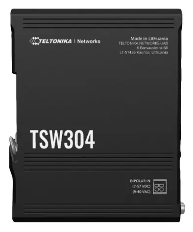 Teltonika TSW304 / Průmyslový switch / 4x LAN 10/100/1000 / DIN lišta / PoE passive / IP30