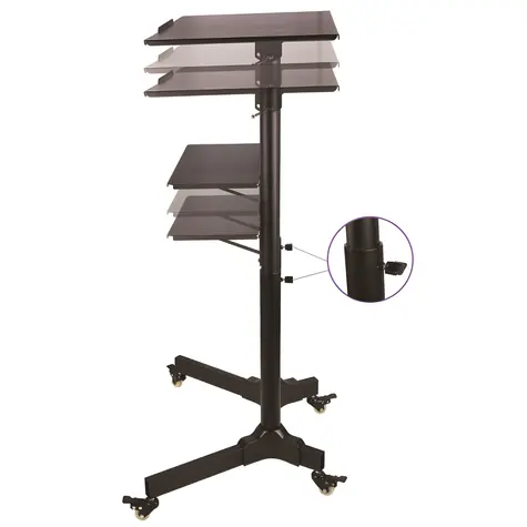 Techly ICA-TB-TPM-1BK černá / Univerzální vozík pro notebook / výška 103-125 cm / náklon 0-40°