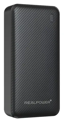 RealPower PB-20000 SSB černá / Powerbanka 20 000 mAh / Pevnolátková baterie / USB-C 20W / USB-A 22,5W