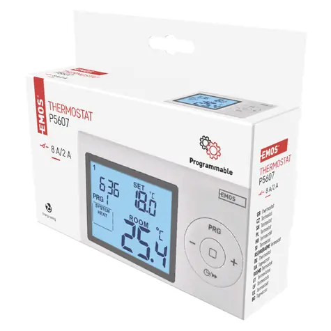 EMOS P5607 / Termostat / programovatelný / drátový / rozsah 5–35 °C / podsvícený displej