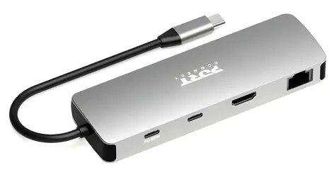 PORT CONNECT USB-C Dokovací stanice 9v1 stříbrná / HDMI 4K60Hz / USB-C PD 85W / Ethernet / SD/microSD čtečka